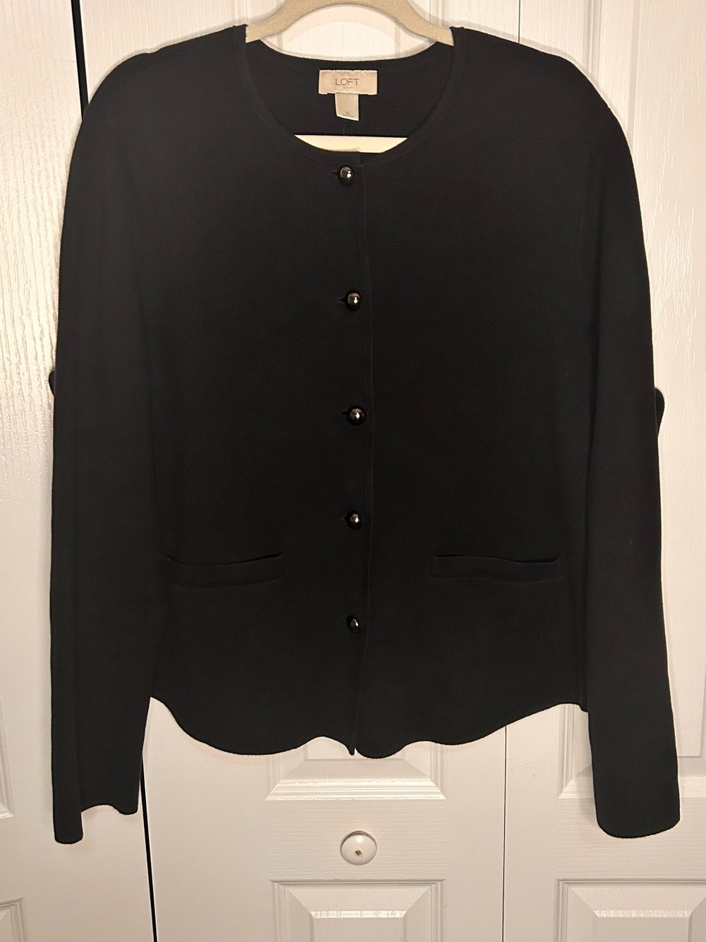 LOFT Women’s XL Black Round-Neck Button Down Professional Jacket